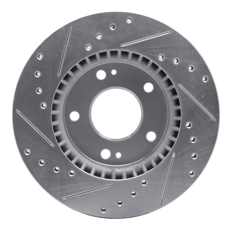 Hyundai Elantra Brake Rotor (1) - Front Right - R1 Concepts - Drilled & Slotted - Silver - `07-`10